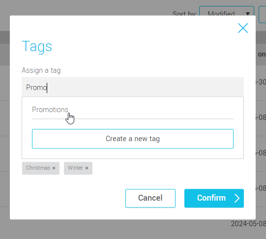 Select an existing tag